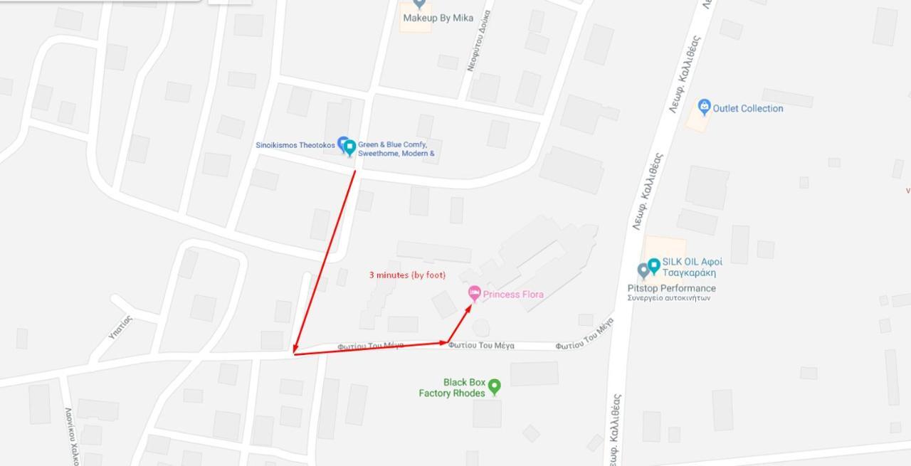 Blue - Comfy Center Rodos Apartment Asgourou ภายนอก รูปภาพ